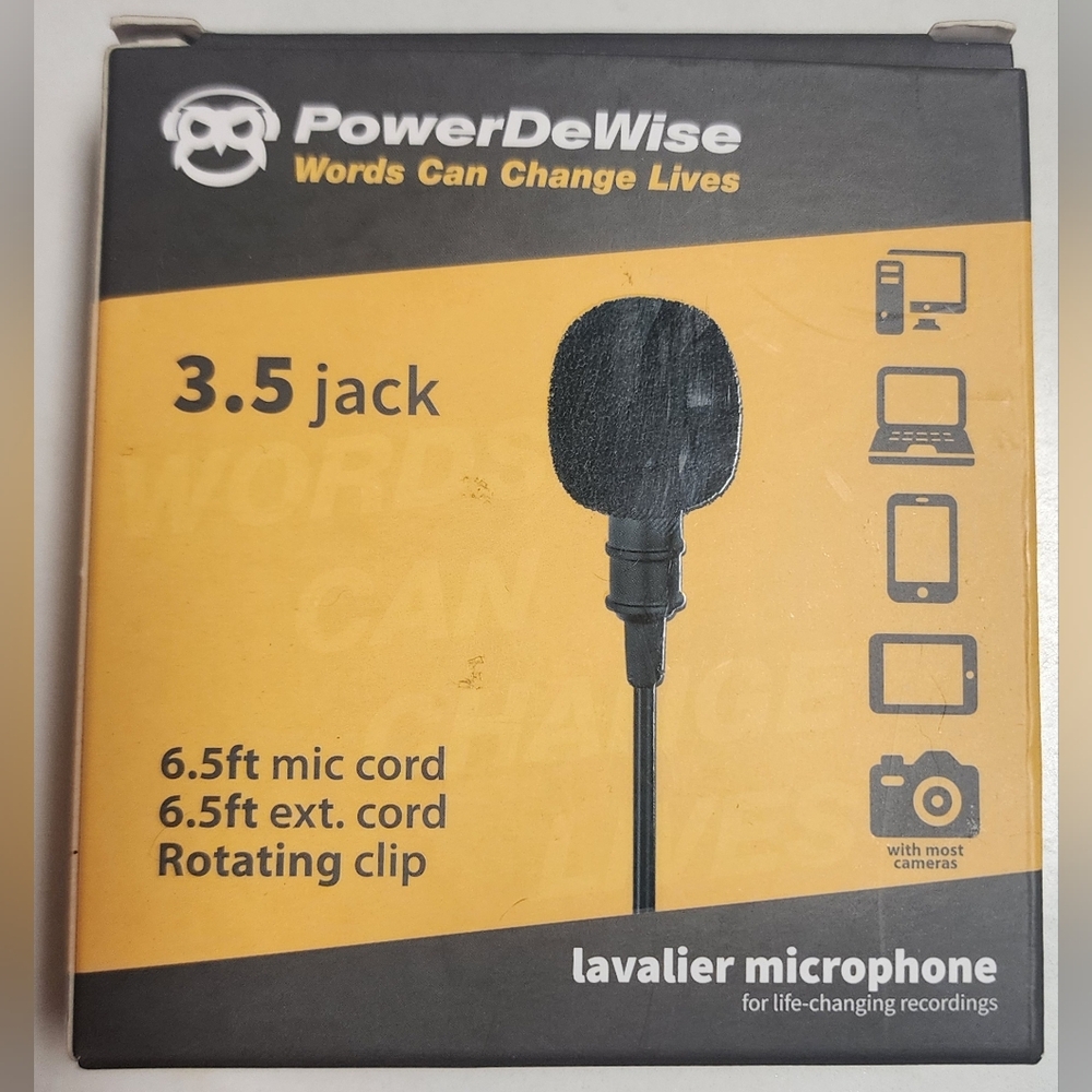 Powerdewise 3.5 Jack Lavalier Microphone DSLR Mic For Recording YT, TikTok